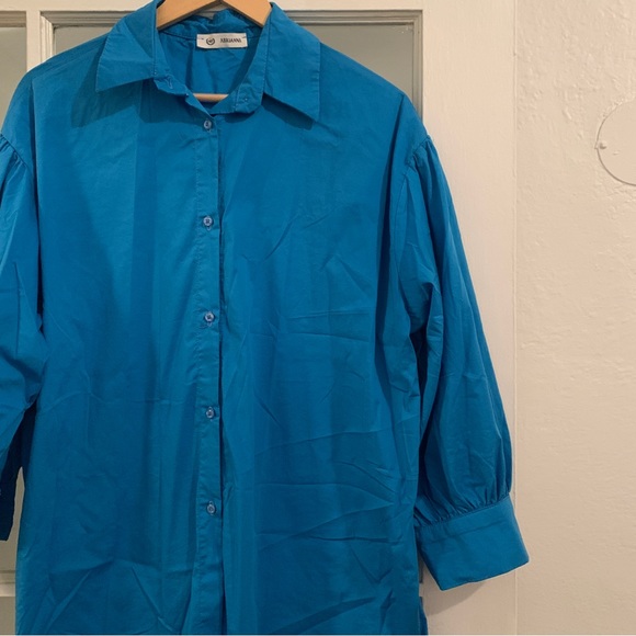 Bright blue blouse button up - medium/large - Picture 5 of 13